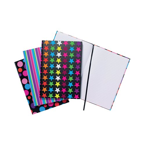 A4 Fashion Assorted Feint Ruled Casebound Notebooks (Pack of 5) 301650