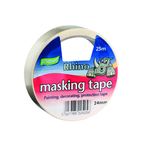 General Purpose Masking Tape 24mmx25m Rhino Label (Pack of 9) RT03512425RH1