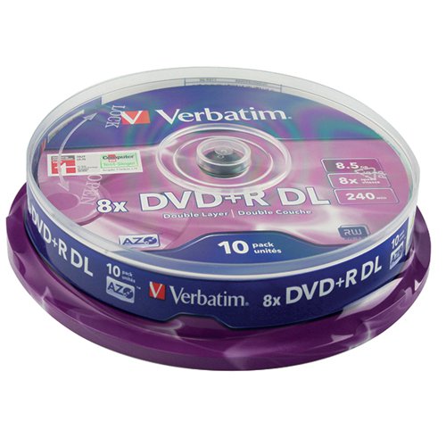 Verbatim DVD+R Double Layer Non-Printable 8x 8.5GB (Pack of 10) 43666