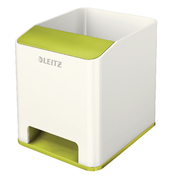 Leitz WOW Sound Booster Pen Holder White/Green 53631064 Leitz WOW Sound Booster Pen Holder White/Green 53631064