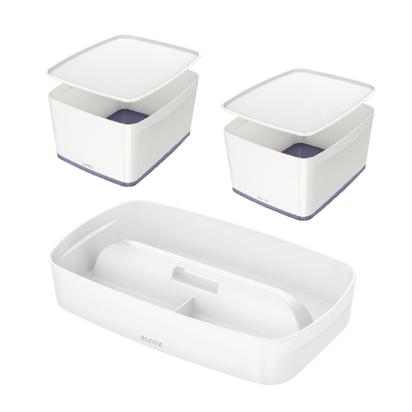 Leitz Mybox Large with Lid Grey (Pack of 2) with Free Tray LZ810789 Leitz Mybox Large with Lid Grey (Pack of 2) with Free Tray LZ810789