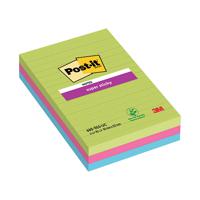 Post-it Notes Super Sticky XXL Lined 102 x 152mm Ultra Colours 660-3SSUC Pack of 3