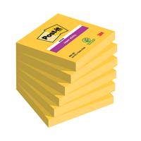 Post-it Notes Super Sticky 76 x 76mm Yellow 654-S6 Pack of 6