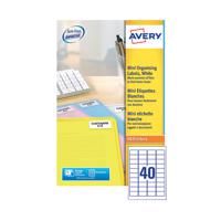 Avery Laser Mini Labels 45.7 x 25.4mm White (Pack of 1000) L7654-25