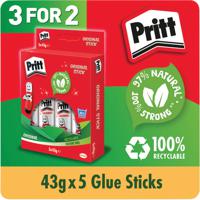 Pritt Stick Glue Stick 43g (Pack of 5) 3 for 2