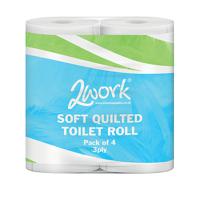 2Work Luxury Wht 3 Ply Quilt Toilet Roll wrights