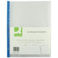 Q-Connect Punched Pocket A4 Deluxe Top Opening Blue Strip KF01122 Pack of 25