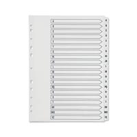 Q-Connect Index A4 Multi-Punched A-Z 20 Part Reinforced White Board Clear Tabbed KF01532
