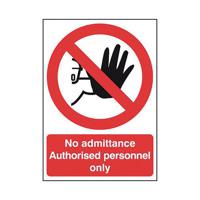 Safety Sign No Admittance Authorised Personnel Only Self-Adhesive A5 ML01551S