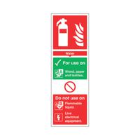 Safety Sign Fire Extinguisher Water For Use On PVC 300x100mm PVC F100/R