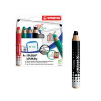 Stabilo Markdry Whiteboard Pencils x4 Assorted FOC x5 Black