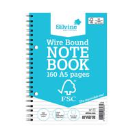 Silvine A5 Twin Wire Notebook 160 Pages Feint Ruled FSCTWA5