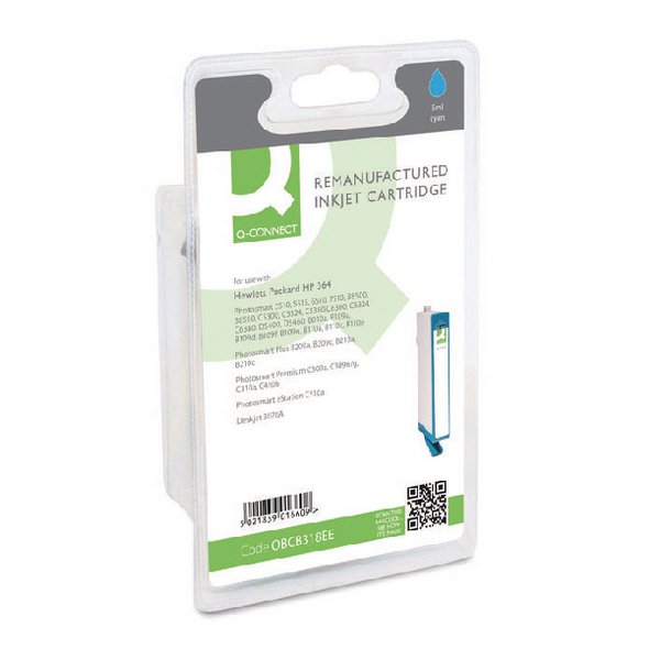 Q-Connect HP 364 Remanufactured Cyan Inkjet Cartridge CB318EE Q-Connect HP 364 Remanufactured Cyan Inkjet Cartridge CB318EE