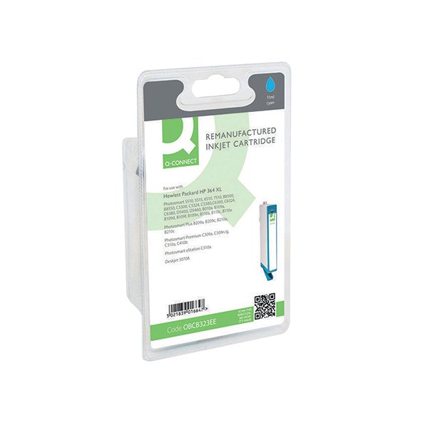 Q-Connect HP 364XL Remanufactured Cyan Inkjet Cartridge High Yield CB323EE Q-Connect HP 364XL Remanufactured Cyan Inkjet Cartridge High Yield CB323EE