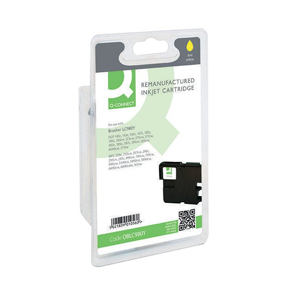 Q-Connect Brother Remanufactured Yellow Inkjet Cartridge High Yield LC980Y Q-Connect Brother Remanufactured Yellow Inkjet Cartridge High Yield LC980Y
