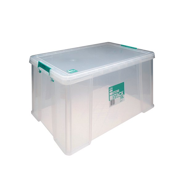 StoreStack 70 Litre Clear W660xD450xH320mm Storage Box RB90126 StoreStack 70 Litre Clear W660xD450xH320mm Storage Box RB90126