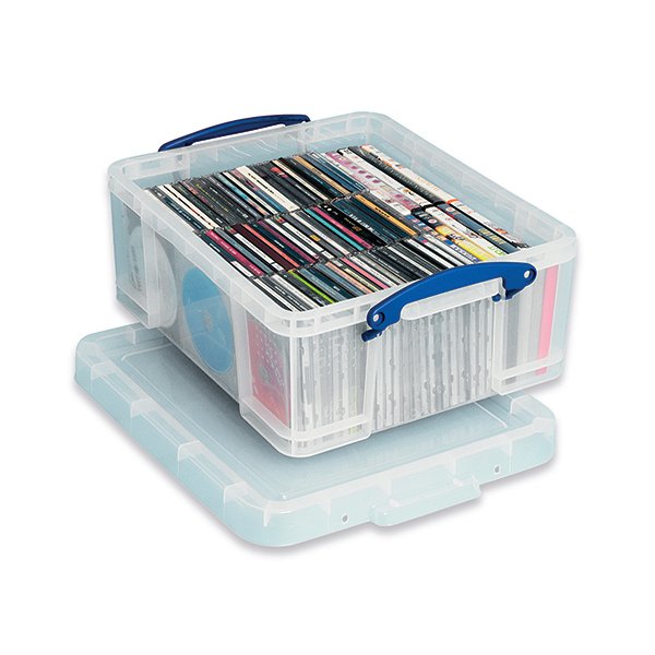 Really Useful Clear 18 Litre Plastic Storage Box W480xD390xH200mm CD/DVDs EBCCD Really Useful Clear 18 Litre Plastic Storage Box W480xD390xH200mm CD/DVDs EBCCD