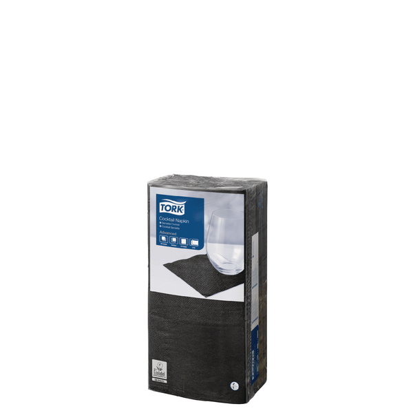 Tork Cocktail Napkins 2-Ply 4 Fold Black (Pack of 200) 477829 Tork Cocktail Napkins 2-Ply 4 Fold Black (Pack of 200) 477829