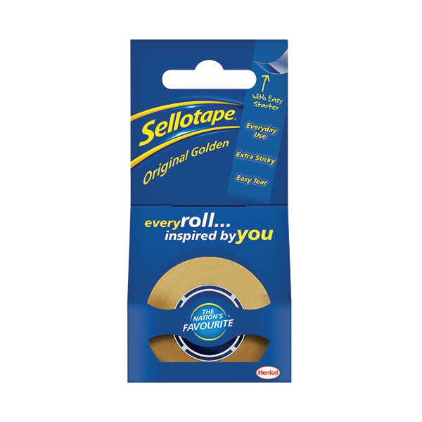 Sellotape Original Golden Tape 18mm x 25m (Pack of 8) 1569069 Sellotape Original Golden Tape 18mm x 25m (Pack of 8) 1569069