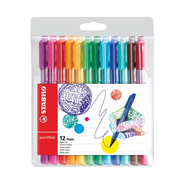 Stabilo Point Max Fineliner Pen Assorted (Pack of 12) 488/12-01 Stabilo Point Max Fineliner Pen Assorted (Pack of 12) 488/12-01