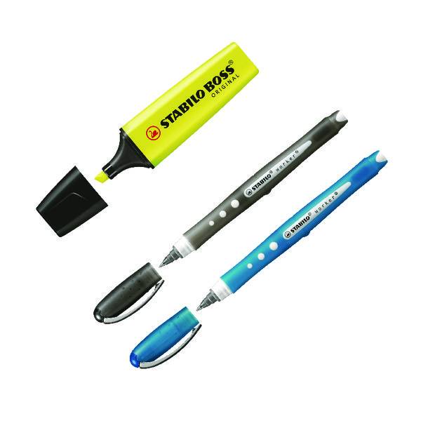 Stabilo Boss Highlighter Pen Yellow (Pack of 10) with Free Worker Rollerball (Pack of 2) SS811662 Stabilo Boss Highlighter Pen Yellow (Pack of 10) with Free Worker Rollerball (Pack of 2) SS811662