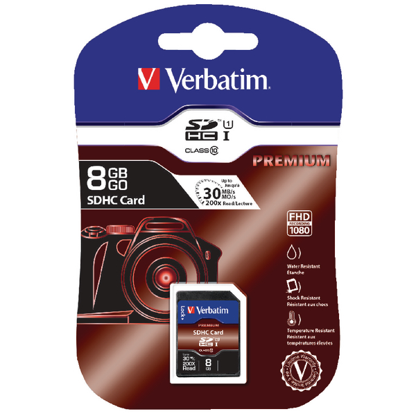Verbatim Secure Digital High Capacity Memory Card SDHC 8GB Class 10 43961 Verbatim Secure Digital High Capacity Memory Card SDHC 8GB Class 10 43961