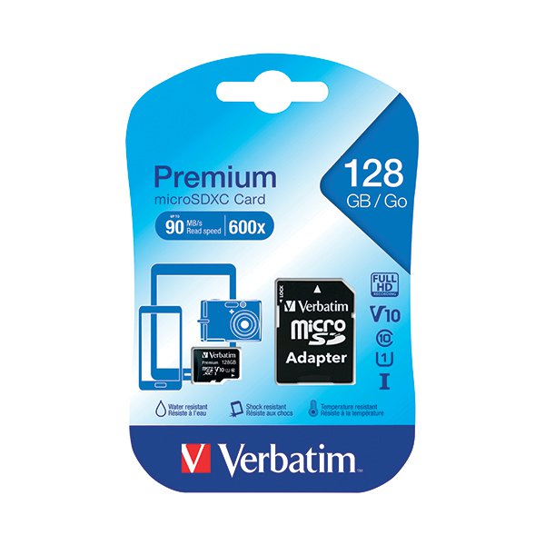 Verbatim Premium SDXC Micro Card With Adapter 128GB 44085 Verbatim Premium SDXC Micro Card With Adapter 128GB 44085