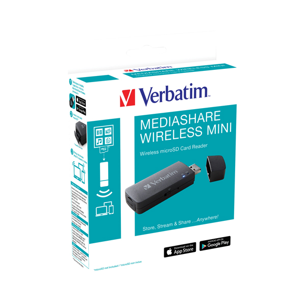 Verbatim Mediashare Mini - Wireless microSD Card Reader 49160 Verbatim Mediashare Mini - Wireless microSD Card Reader 49160