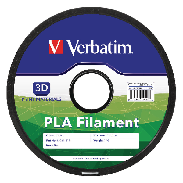 Verbatim PLA 1.75mm White 1kg Reel 3D Printing Filament 55251 Verbatim PLA 1.75mm White 1kg Reel 3D Printing Filament 55251