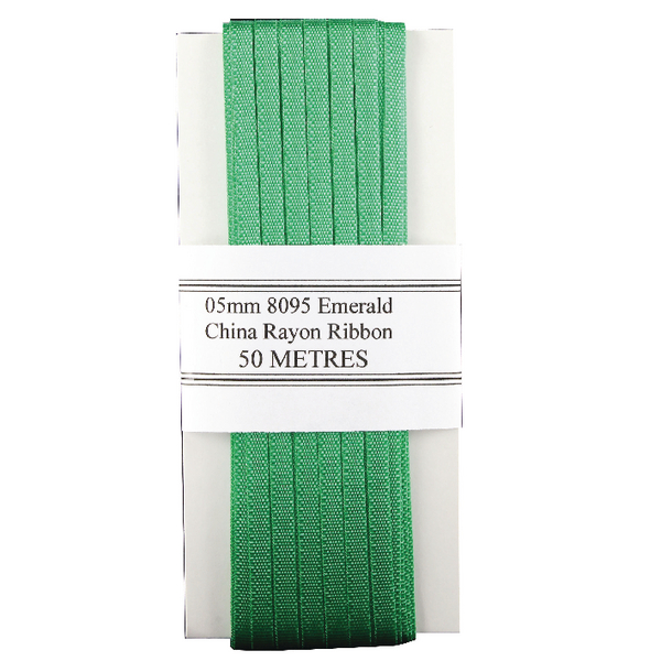 China Ribbon Rayon Green Card 5mmx50m 8095005EME00 China Ribbon Rayon Green Card 5mmx50m 8095005EME00
