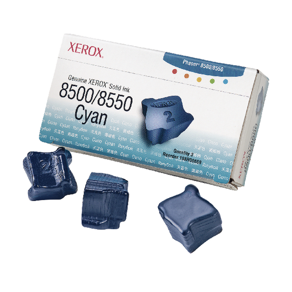 Xerox Phaser 8500/8550 Cyan Solid Ink Stick (Pack of 3) 108R00669 Xerox Phaser 8500/8550 Cyan Solid Ink Stick (Pack of 3) 108R00669